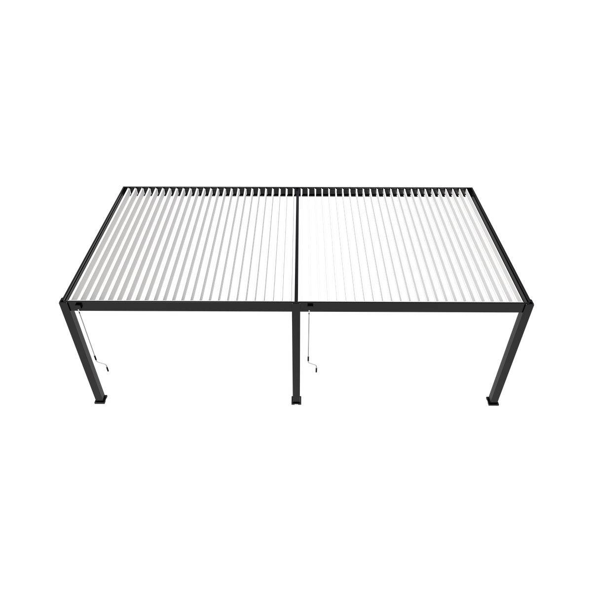 Direct Abris - Pergola Bioclimatique Aluminium Adossée 32m² - 4x8m - Kit LED Inclus  - Anthracite - 50 lames en Aluminium a 120 degrés - ELIOS - Image 4
