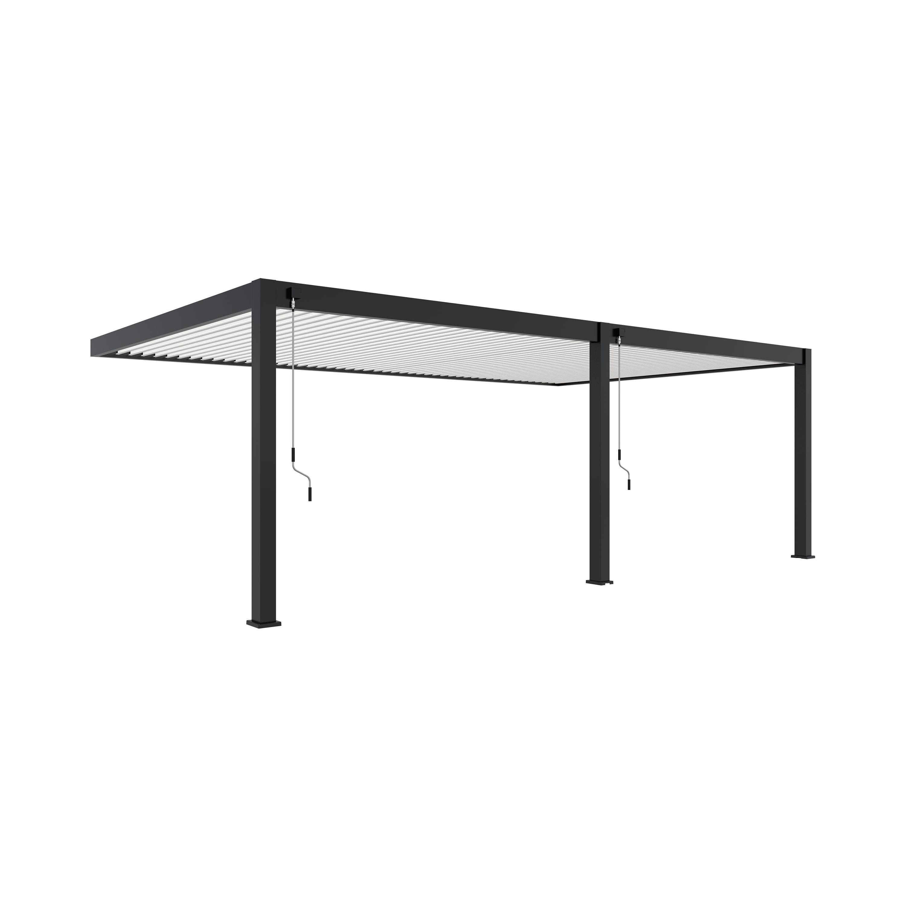 Pergola Bioclimatique Aluminium Adossée 32m² - 4x8m - Kit LED Inclus  - Anthracite - 50 lames en Aluminium a 120 degrés - HALO - Image 2