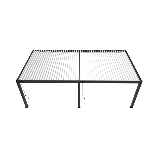 Pergola Bioclimatique Aluminium Adossée 32m² - 4x8m - Kit LED Inclus - Anthracite - 50 lames en Aluminium a 120 degrés - HALO - Image 4