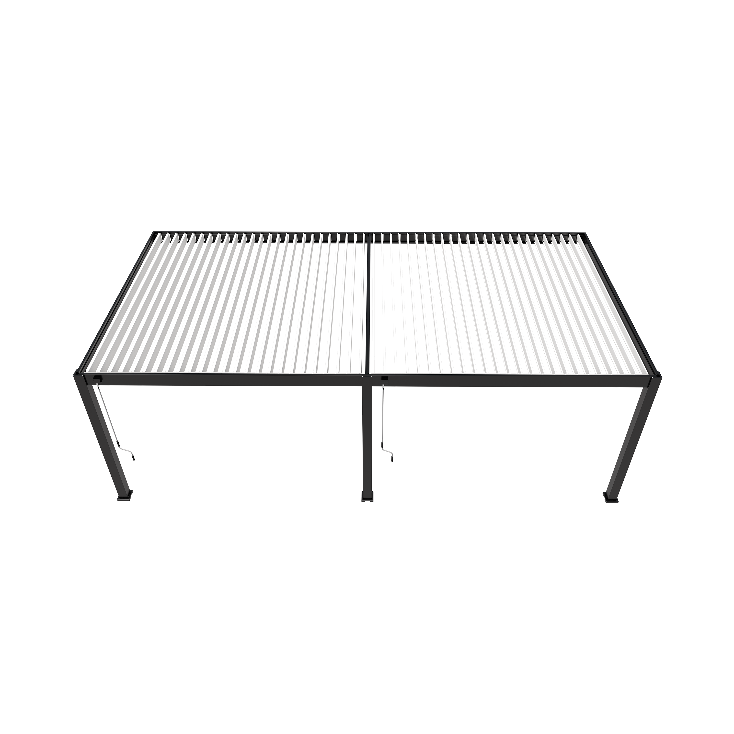 Pergola Bioclimatique Aluminium Adossée 32m² - 4x8m - Kit LED Inclus  - Anthracite - 50 lames en Aluminium a 120 degrés - HALO - Image 4