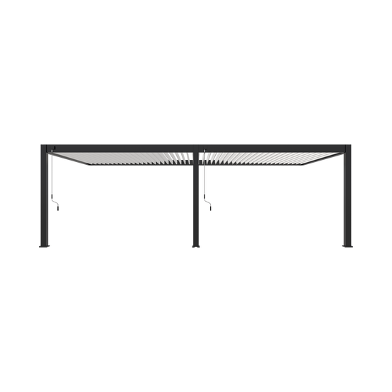 Pergola Bioclimatique Aluminium Adossée 32m² - 4x8m - Kit LED Inclus - Anthracite - 50 lames en Aluminium a 120 degrés - HALO - Image 3