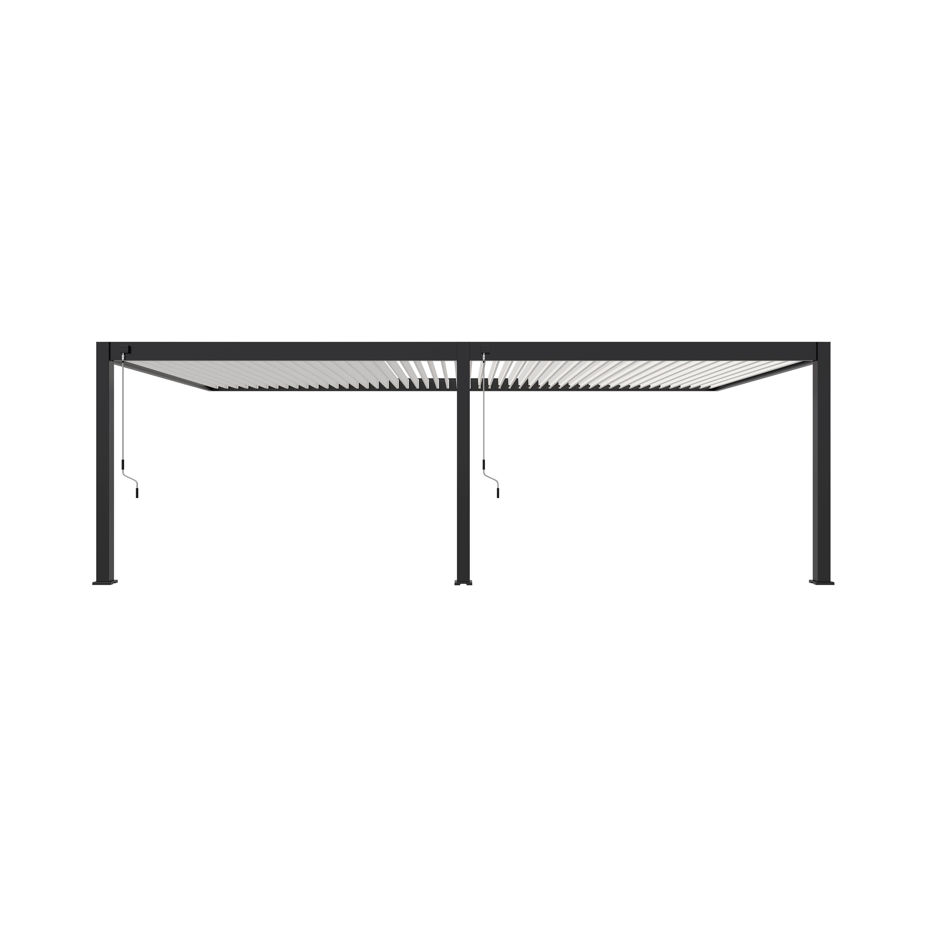 Pergola Bioclimatique Aluminium Adossée 32m² - 4x8m - Kit LED Inclus  - Anthracite - 50 lames en Aluminium a 120 degrés - HALO - Image 3