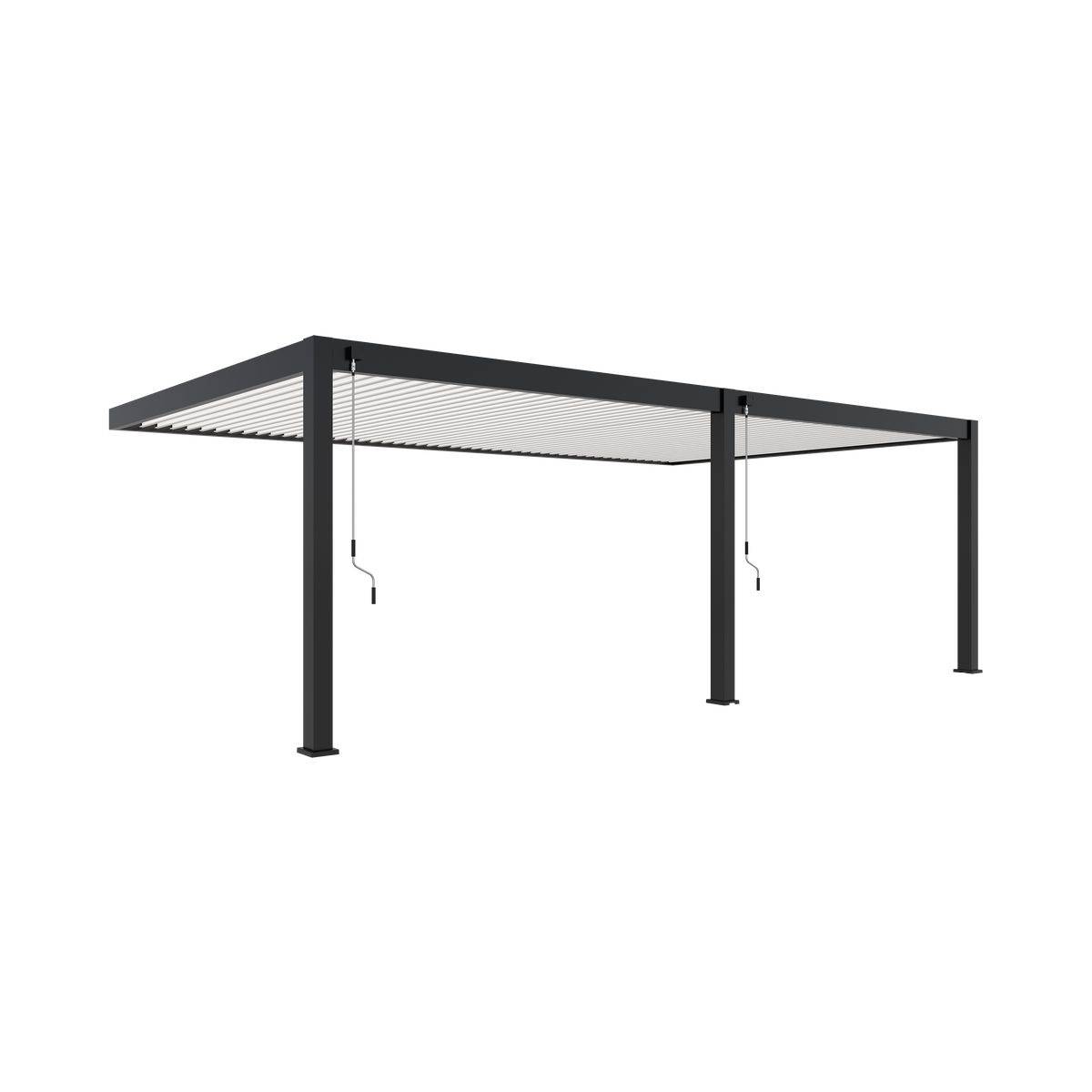 Direct Abris - Pergola Bioclimatique Aluminium Adossée 32m² - 4x8m - Kit LED Inclus  - Anthracite - 50 lames en Aluminium a 120 degrés - ELIOS - Image 2