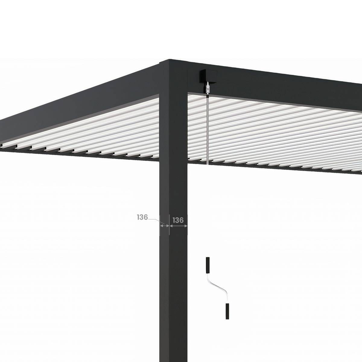 Direct Abris - Pergola Bioclimatique Aluminium Adossée 32m² - 4x8m - Kit LED Inclus  - Anthracite - 50 lames en Aluminium a 120 degrés - ELIOS - Image 6
