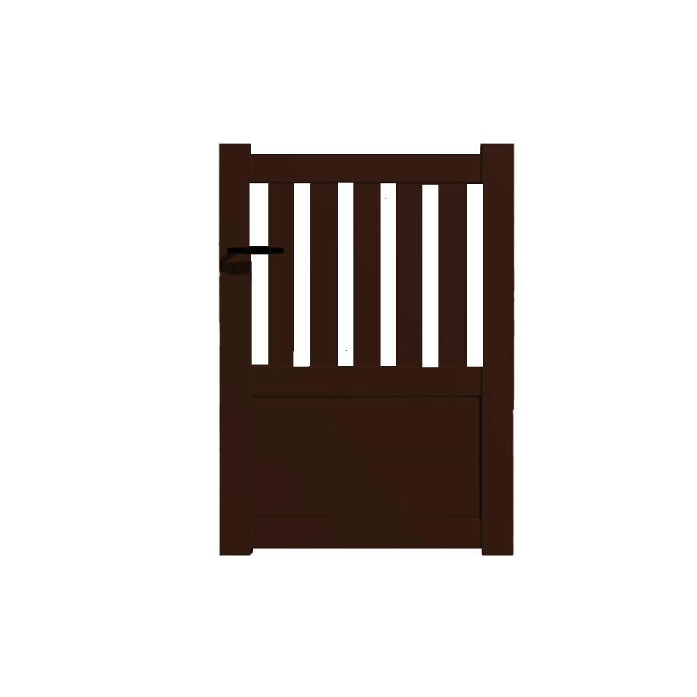 Portail Packit - Portillon alu modèle semi-ajouré en kit dim. L.1000 (entre piliers) x H.1300 mm  Marron (RAL 1247)