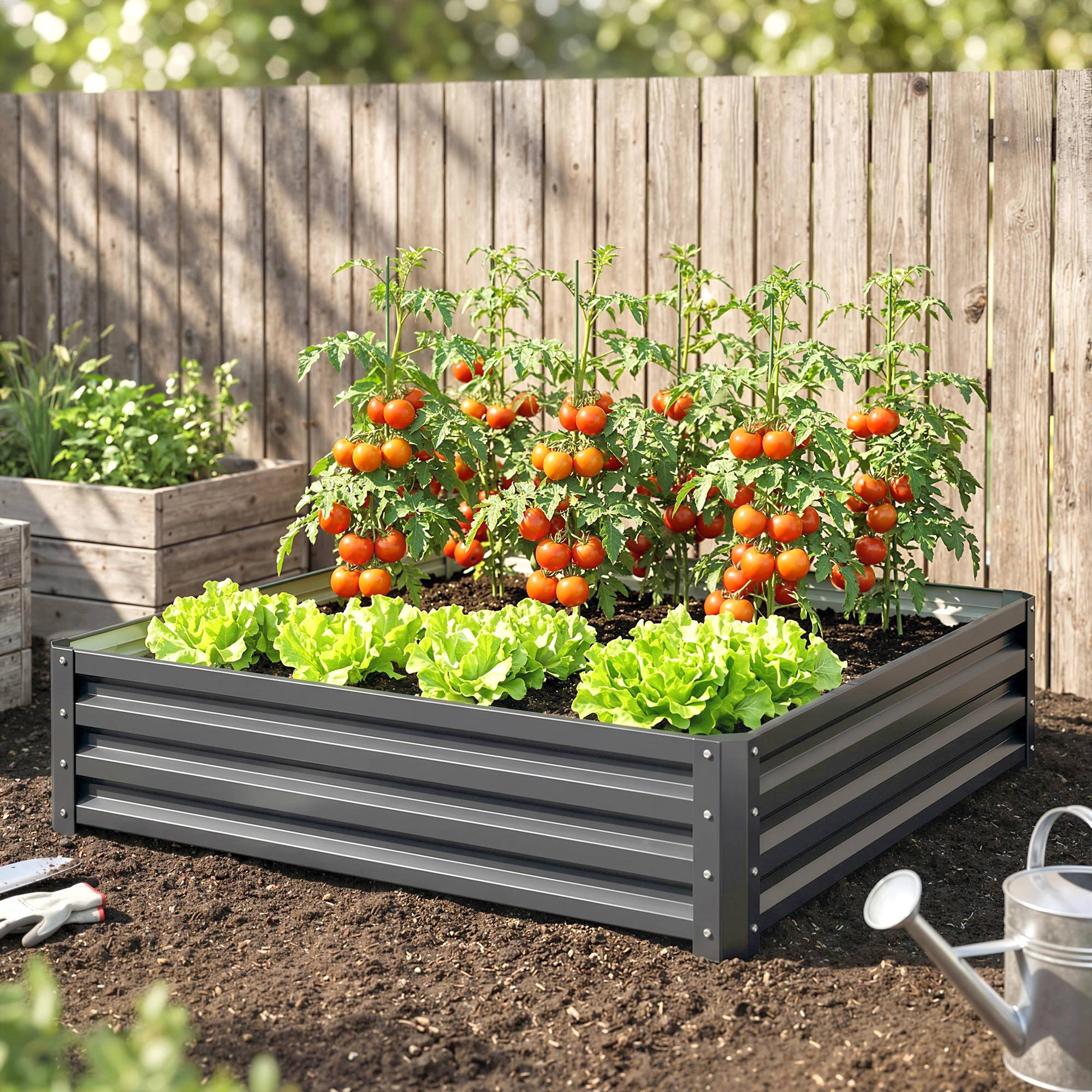 PANGIVO - Carré potager acier galvanisé gris clair 120 x 120 x 30 cm - PANGIVO - Image 10