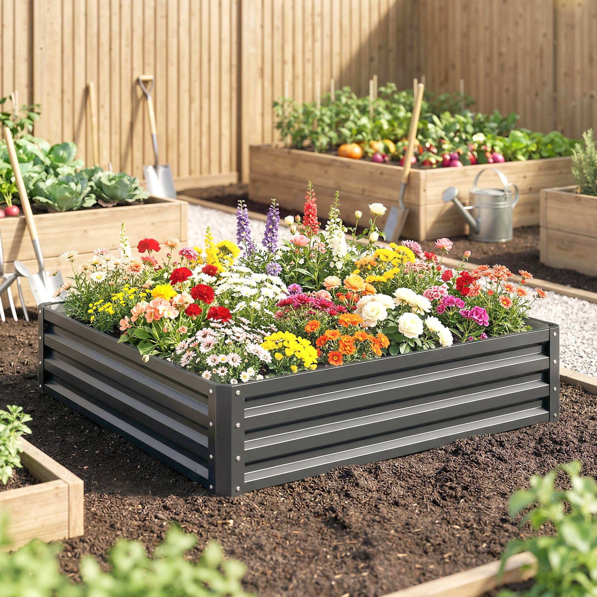 PANGIVO - Carré potager acier galvanisé gris clair 120 x 120 x 30 cm - PANGIVO - Image 9