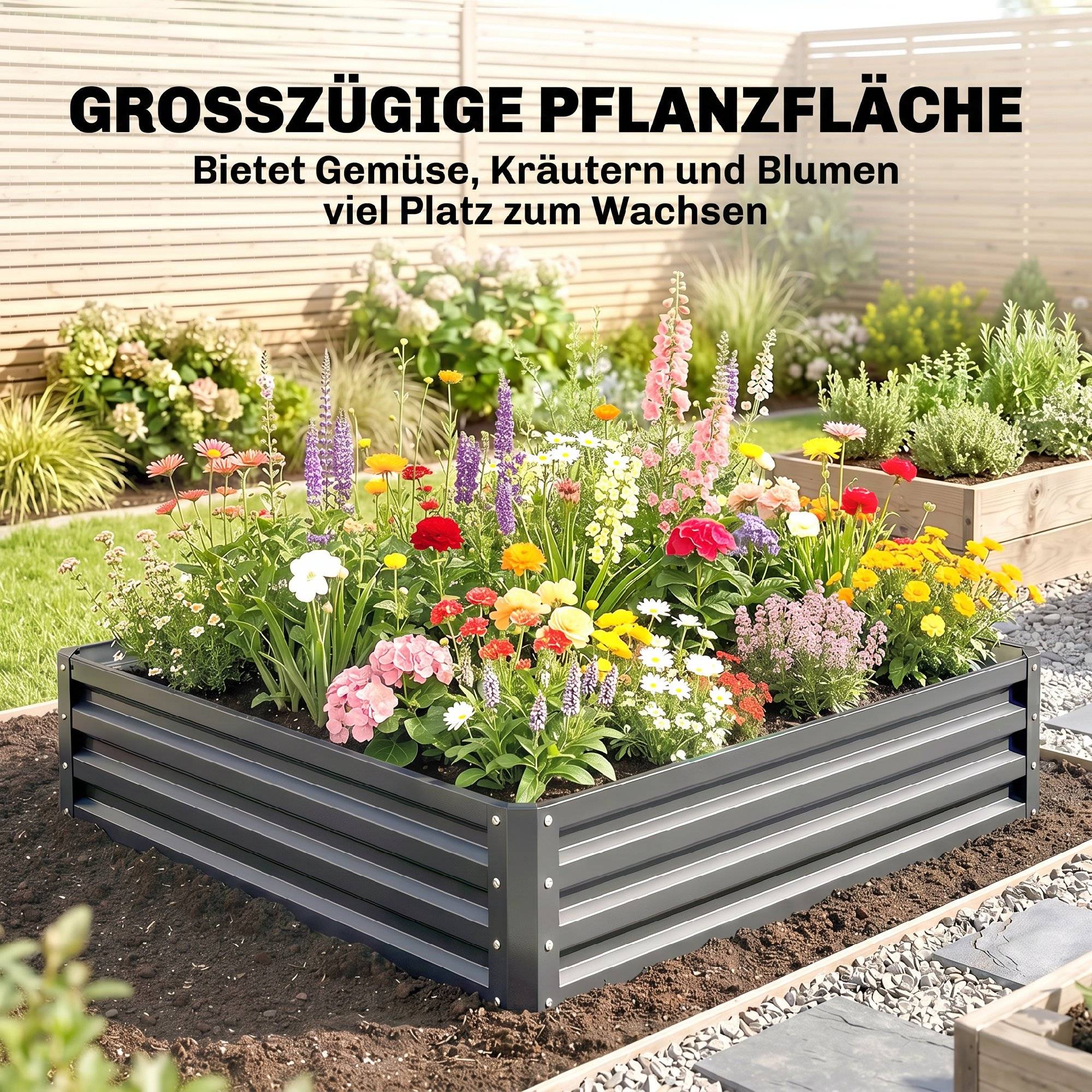 PANGIVO - Carré potager acier galvanisé gris clair 120 x 120 x 30 cm - PANGIVO - Image 6
