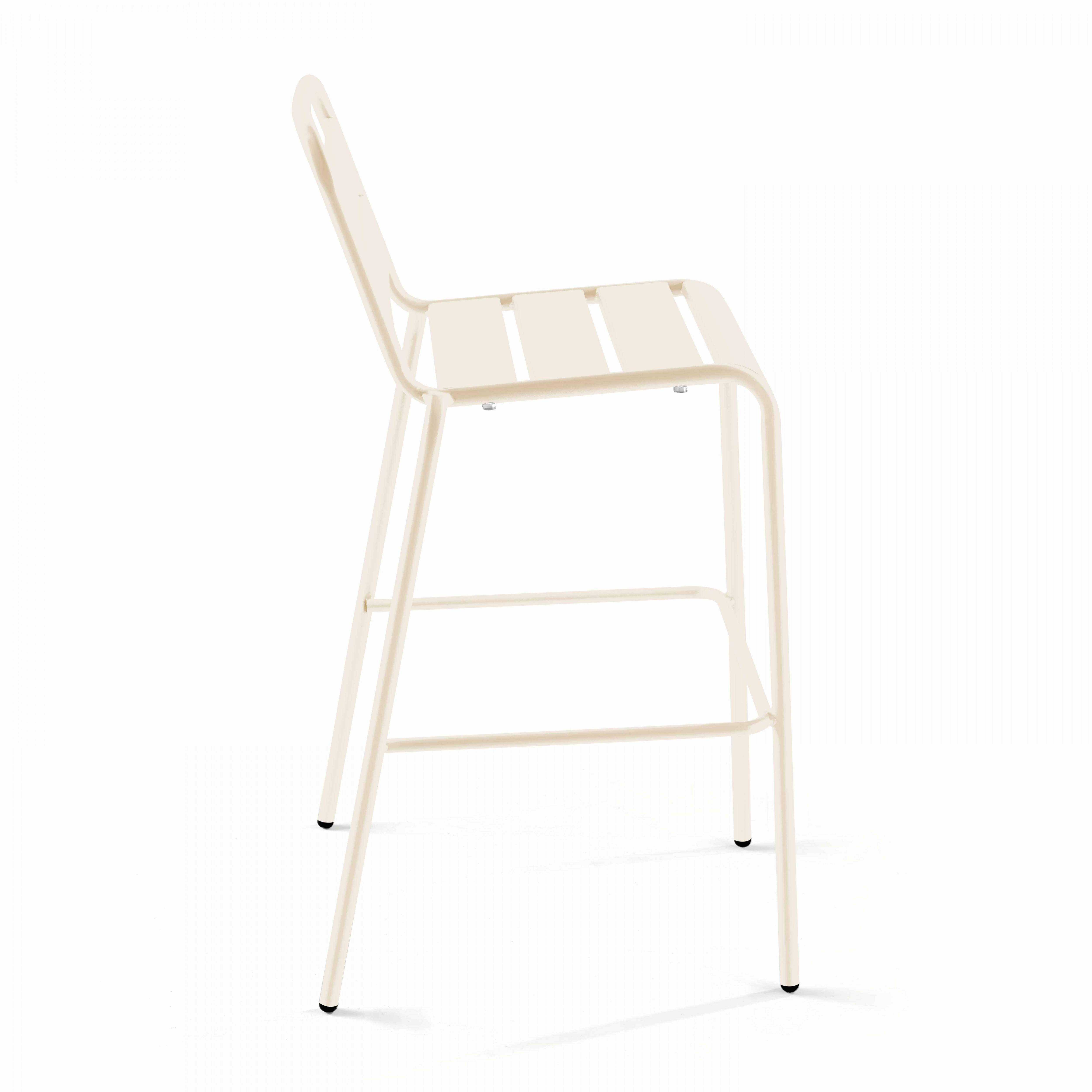 Oviala - Ensemble table haute de jardin et 6 chaises en métal ivoire Palavas - Oviala - Imagen 6