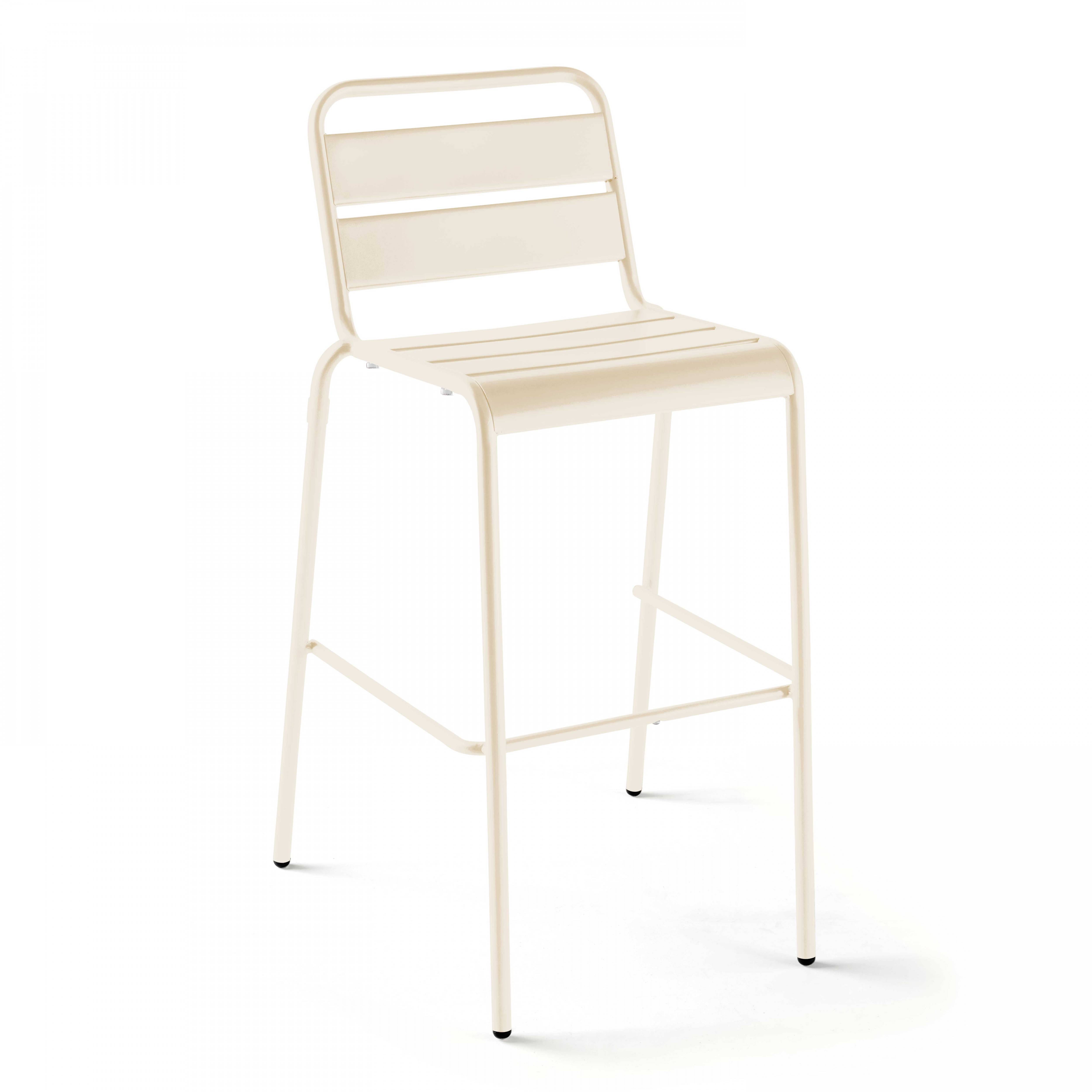 Oviala - Ensemble table haute de jardin et 6 chaises en métal ivoire Palavas - Oviala - Imagen 5