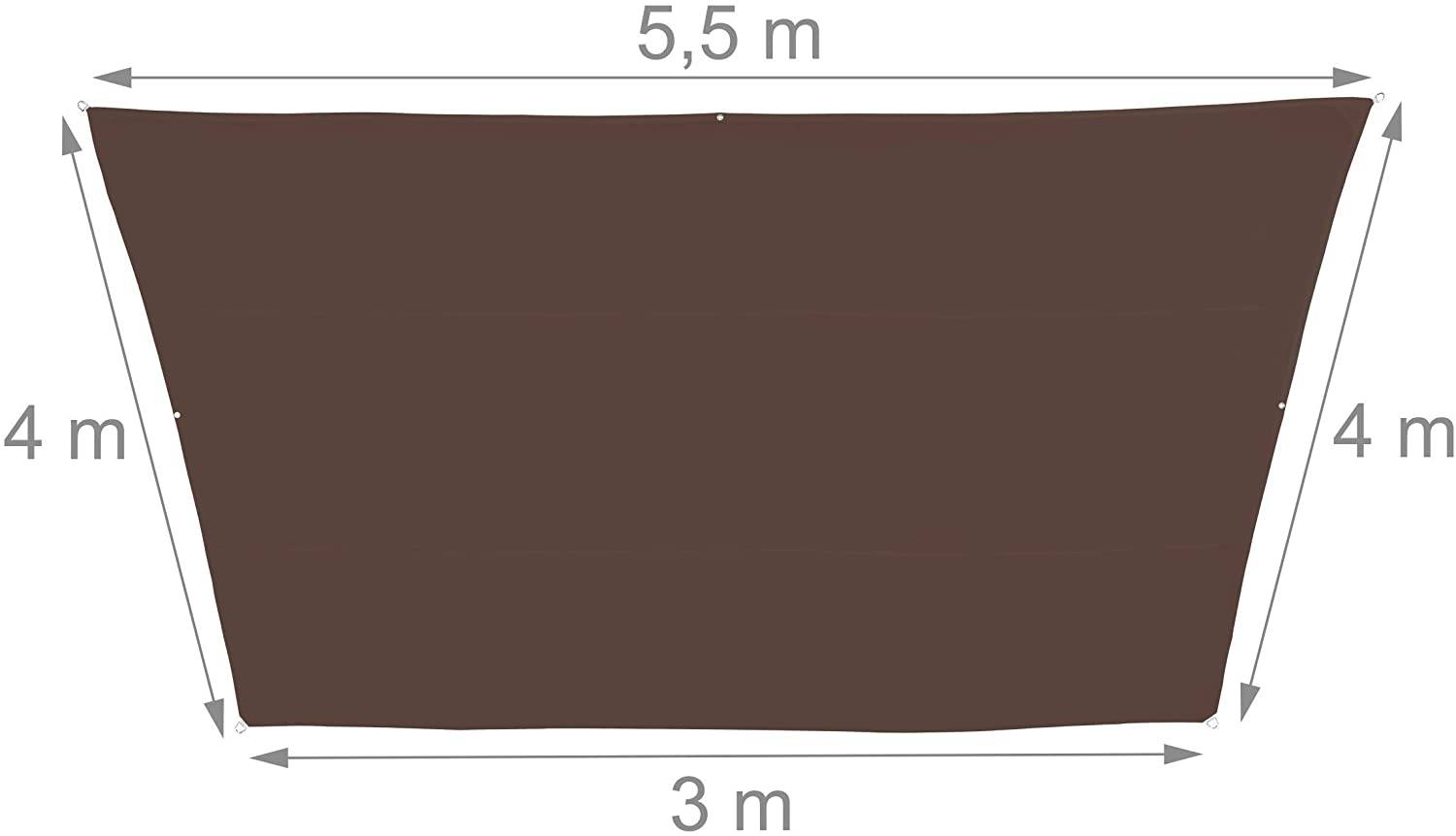 Helloshop26 - Voile d'ombrage trapèze 3 x 5,5 x 4 m brun - Imagen 2