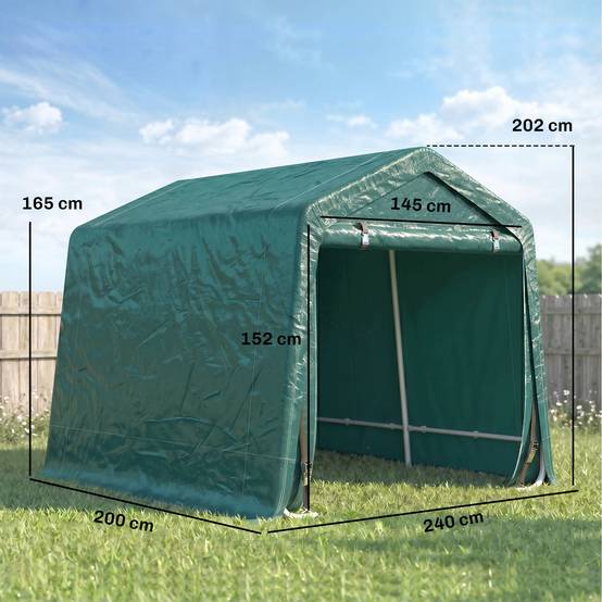 Tente de jardin extérieure de 2,4 x 2 x 2 m, abri de jardin avec 2 portes zippées, imperméable, résistante aux UV, verte - Image 5
