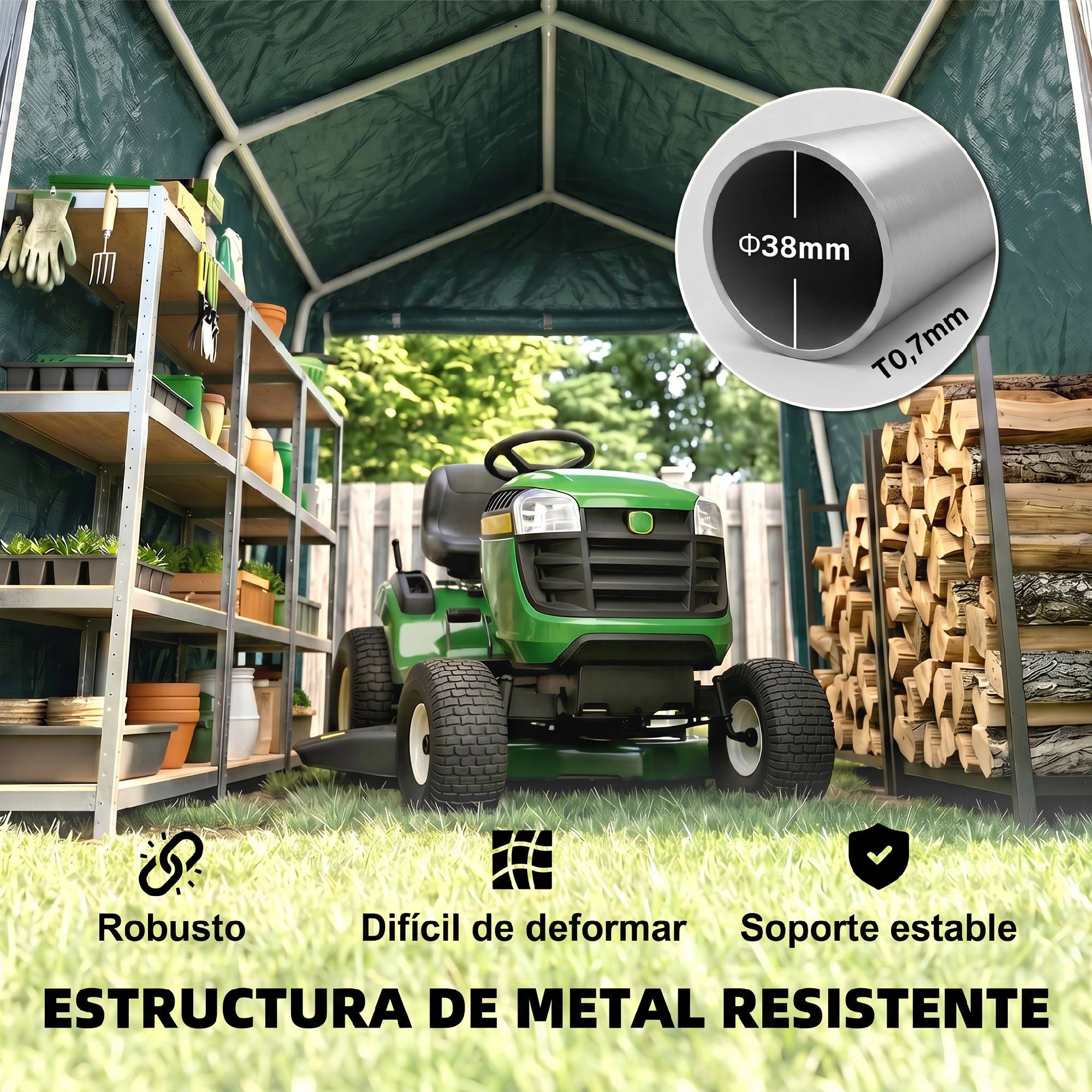 Tente de jardin extérieure de 2,4 x 2 x 2 m, abri de jardin avec 2 portes zippées, imperméable, résistante aux UV, verte - Image 6