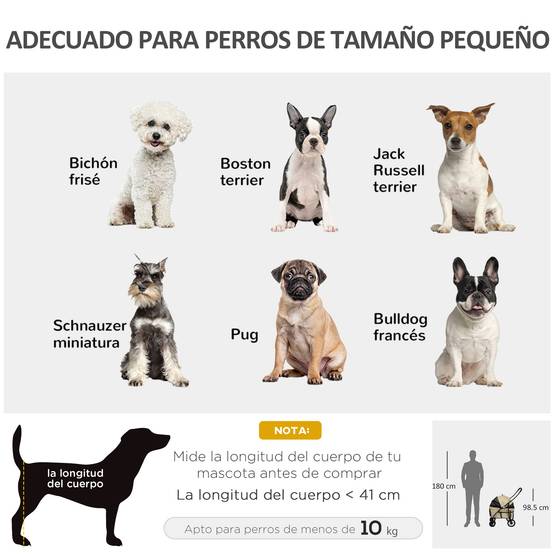 Poussette pour chien acier nacelle détachable pliable avec coussin 81x68x98cm kaki - ComfortXL Outdoor Living - Image 6