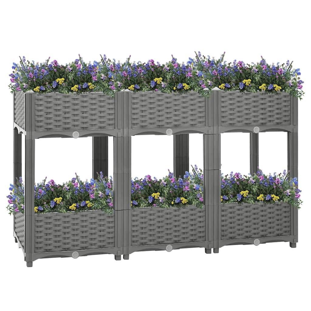 Jardiniere plastique polypropylène gris 80 x 40 x 38 cm - Prolenta premium p334.3 - Gamm vert