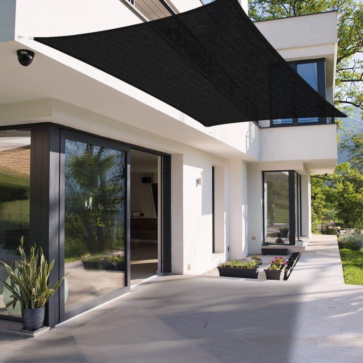 Ecd-Germany - Voile d'ombrage protection UV solaire toile parasol rectangle 2x4 m anthracite - Imagen 10