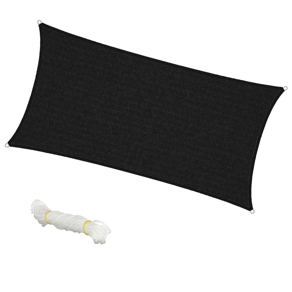 Ecd-Germany - Voile d'ombrage protection UV solaire toile parasol rectangle 2x4 m anthracite - Imagen 1