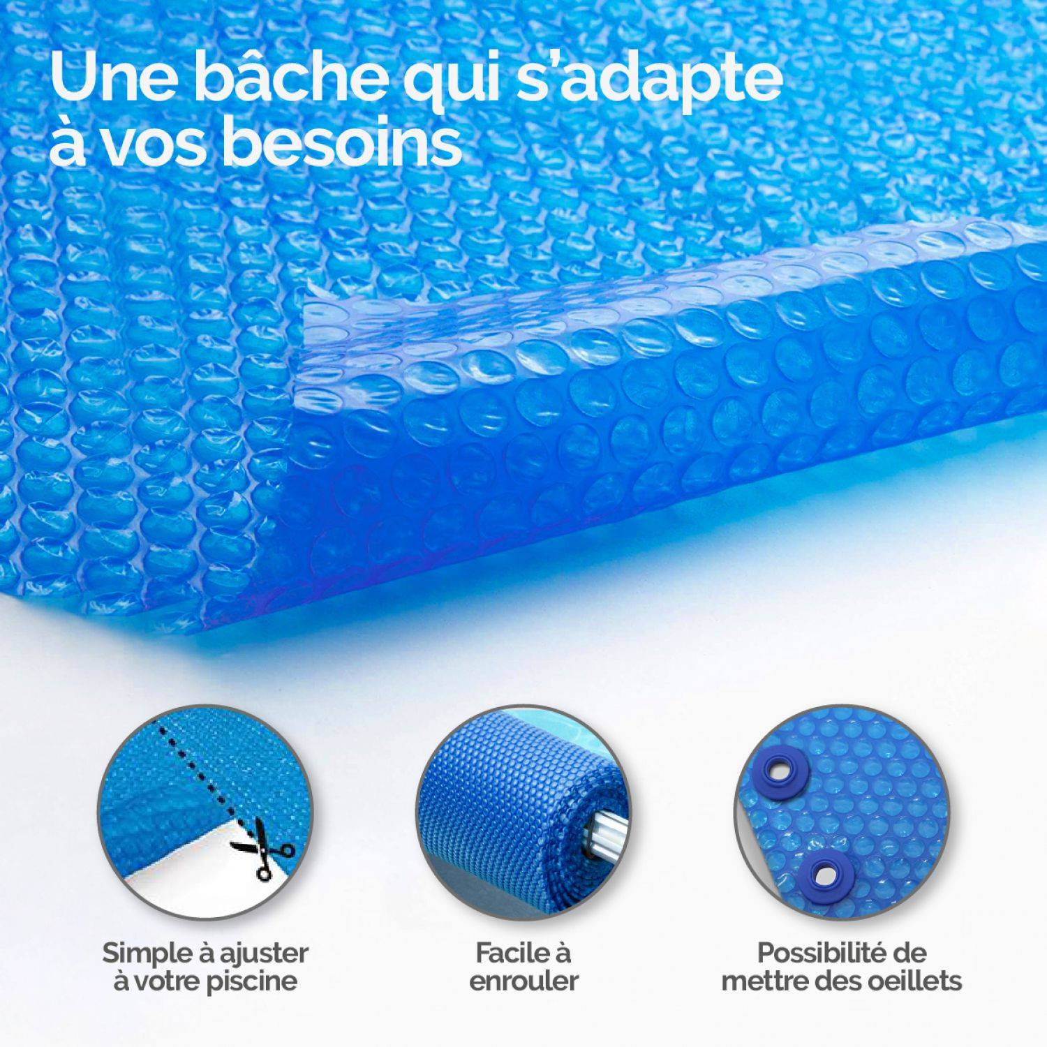 Linxor - Bâche à bulles 4 m x 2 m pour piscine - 300 microns - Bleu - Linxor - Imagen 4
