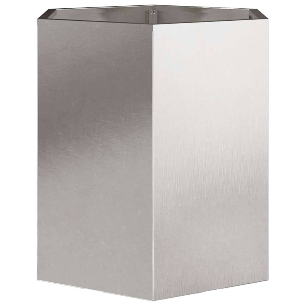 Jardinière hexagonale acier inoxydable argent 46 x 40 x 45 cm - PANGIVO - Image 5