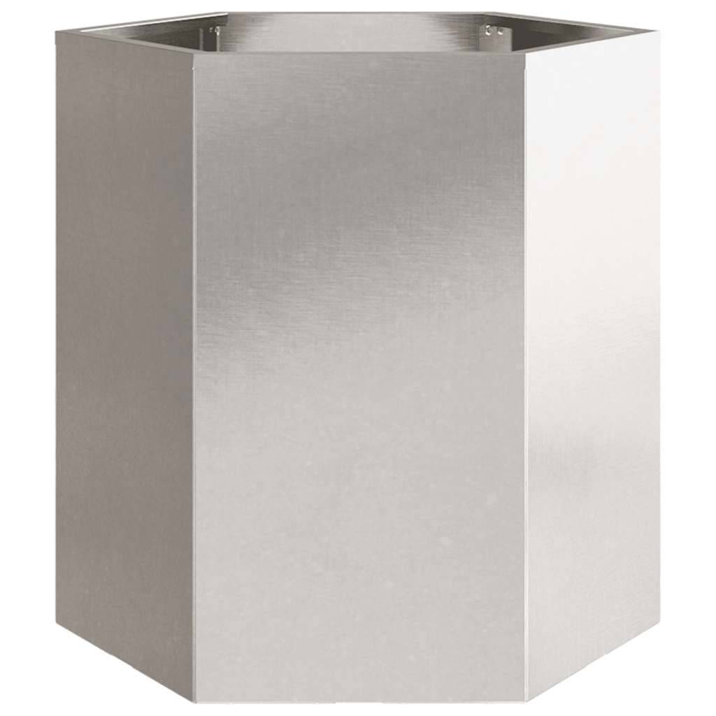 Jardinière hexagonale acier inoxydable argent 46 x 40 x 45 cm - PANGIVO - Image 4