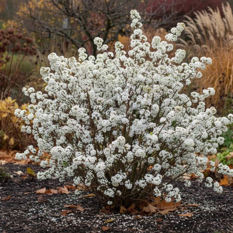 Callicarpa, Arbuste aux bonbons Magical® Snowstar 'Kolmsnostar' à fleurs Blanche - feuillage Caduc - Pot de 2L - 40/60 cm-  hauteur à maturité De 1,00 - Imagen 4
