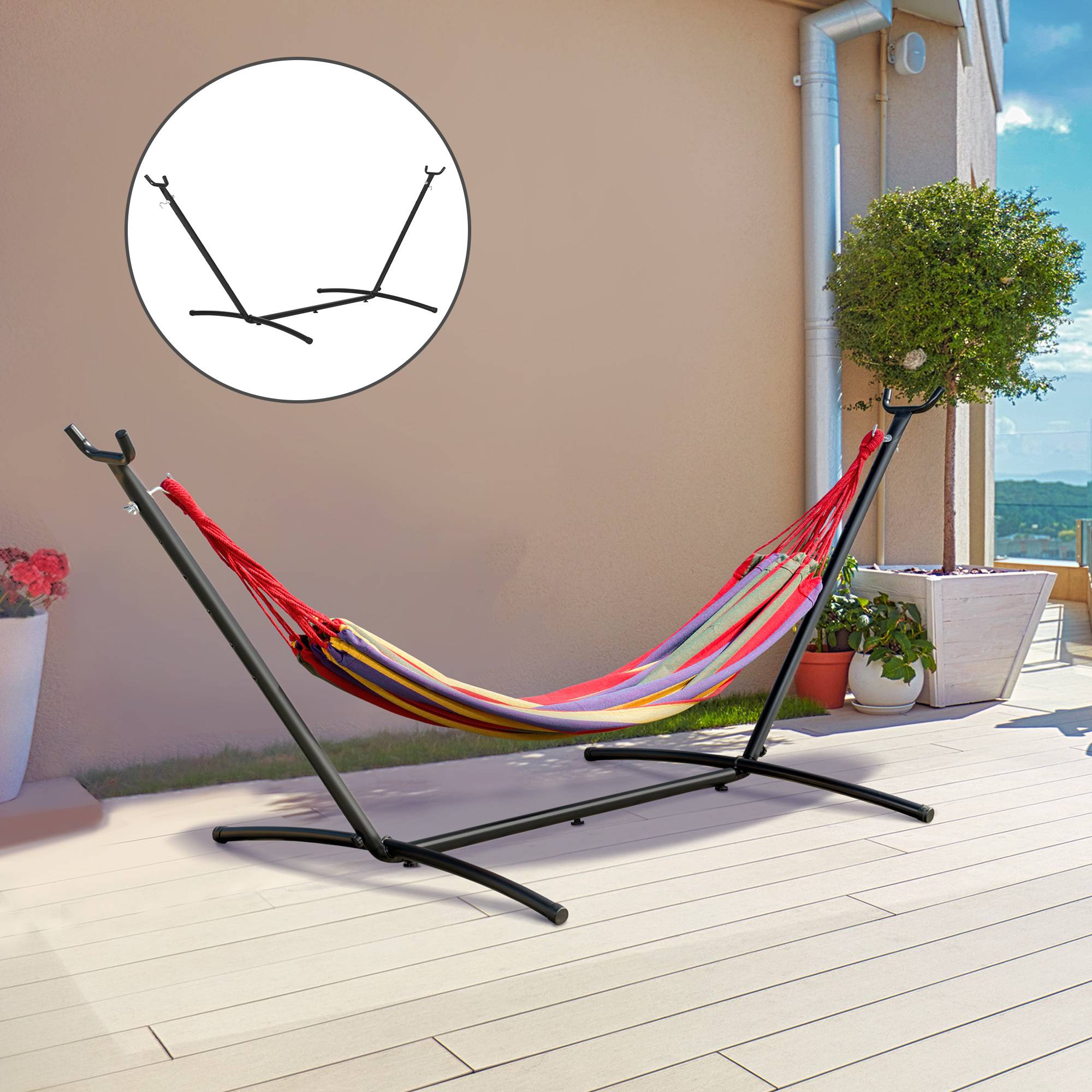 Support de hamac acier 286 x 117 x 110 cm - PANGIVO - Image 10