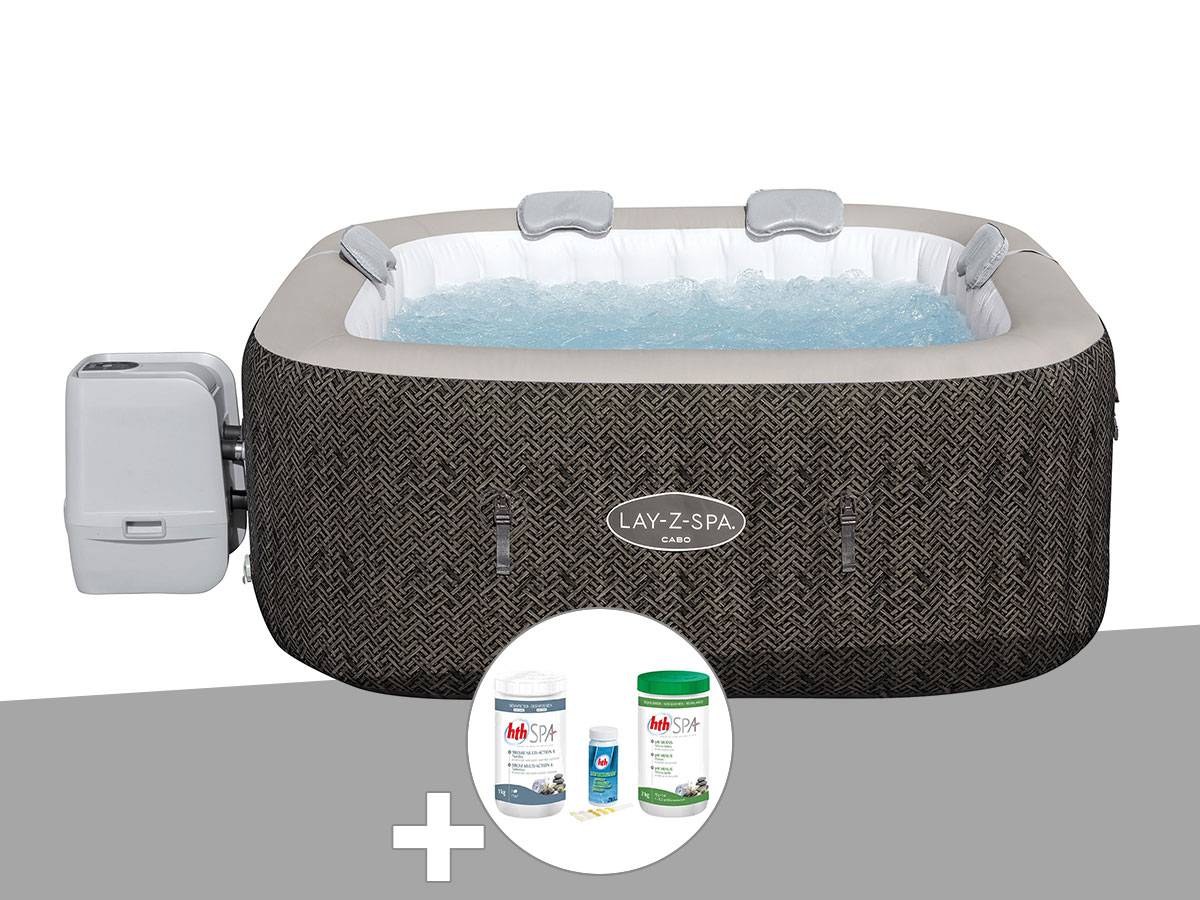 Bestway - Kit spa gonflable Bestway Lay-Z-Spa Cabo carré Hydrojet 4/6 places + Kit de traitement au brome