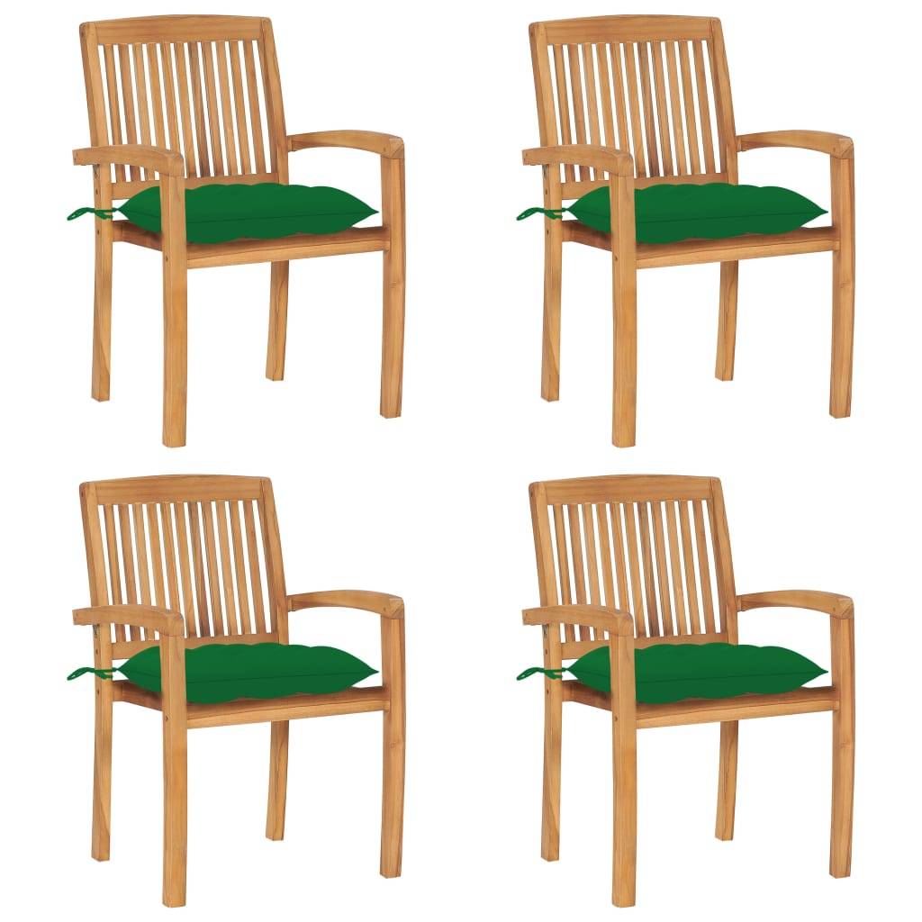 Lot de 4 chaises de jardin empilables teck vert 60 x 57.5 x 90 cm - PANGIVO - Image 1