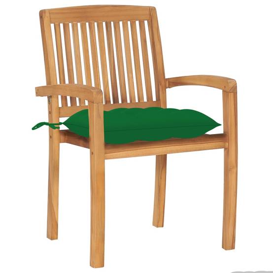 Lot de 4 chaises de jardin empilables teck vert 60 x 57.5 x 90 cm - PANGIVO - Image 3