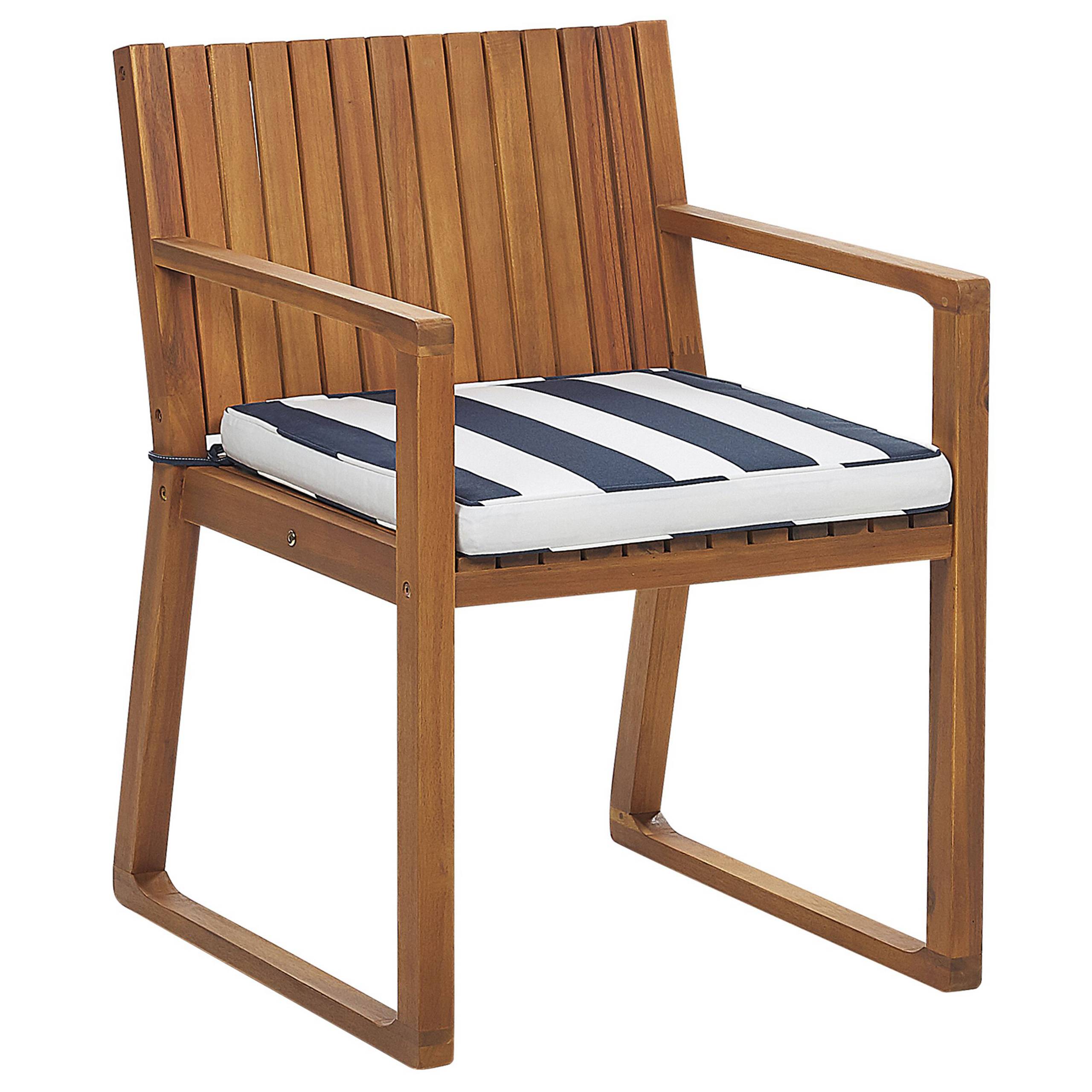 Beliani - 8 Chaises de Jardin ou Terrasse en Bois d'Acacia Résistant avec Coussins à Rayures Bleu Marine Matières Durables Confort d'Assise Optimal Beliani - Imagen 5