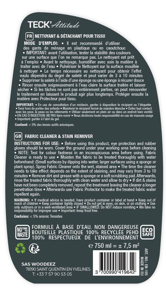 Nettoyant pour tissus 750 ml - TECK'Attitude - Imagen 2