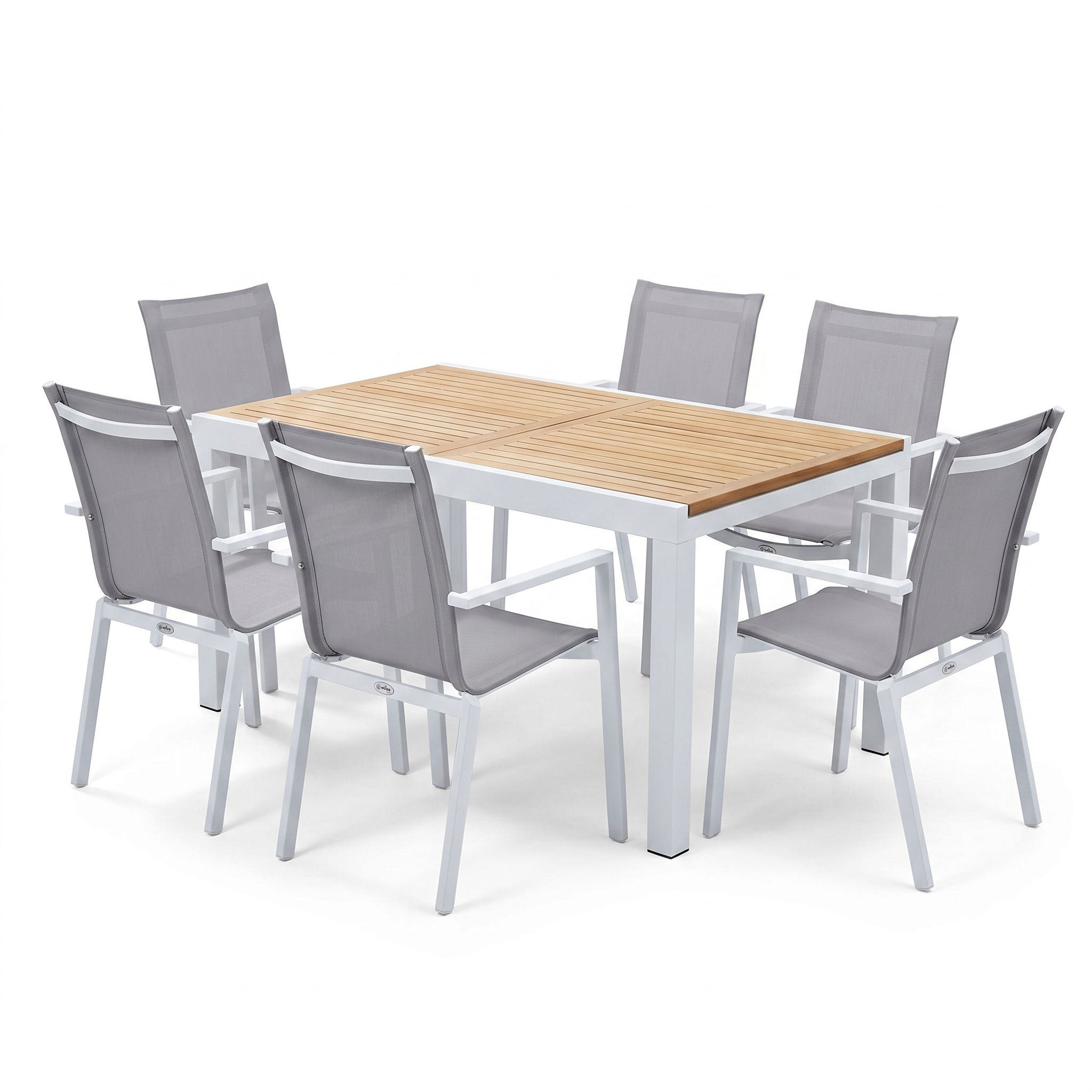 Wilsa Garden - Ensemble de jardin aluminium 6/10P teck extensible BALITECK avec 6 fauteuils - Imagen 2