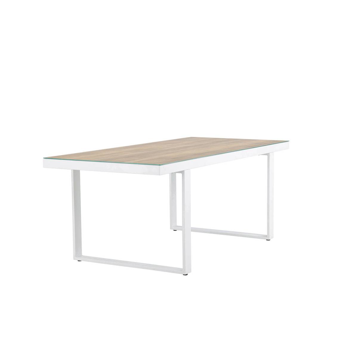 Paris Prix - Table de Jardin en Verre "Merlo" 200cm Naturel & Blanc - Image 3