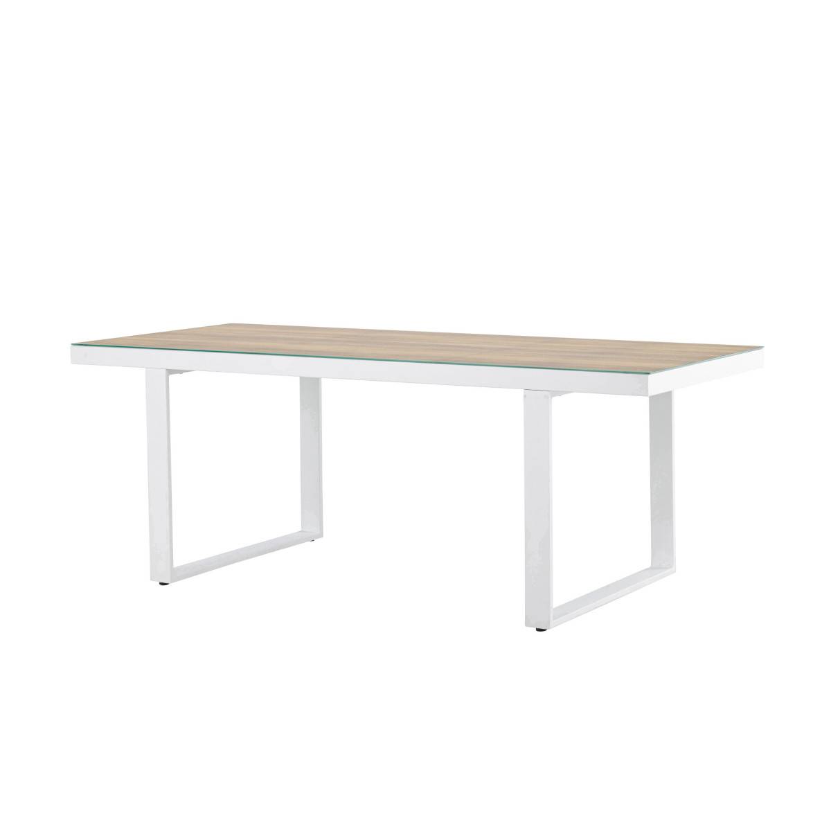 Paris Prix - Table de Jardin en Verre "Merlo" 200cm Naturel & Blanc - Image 5