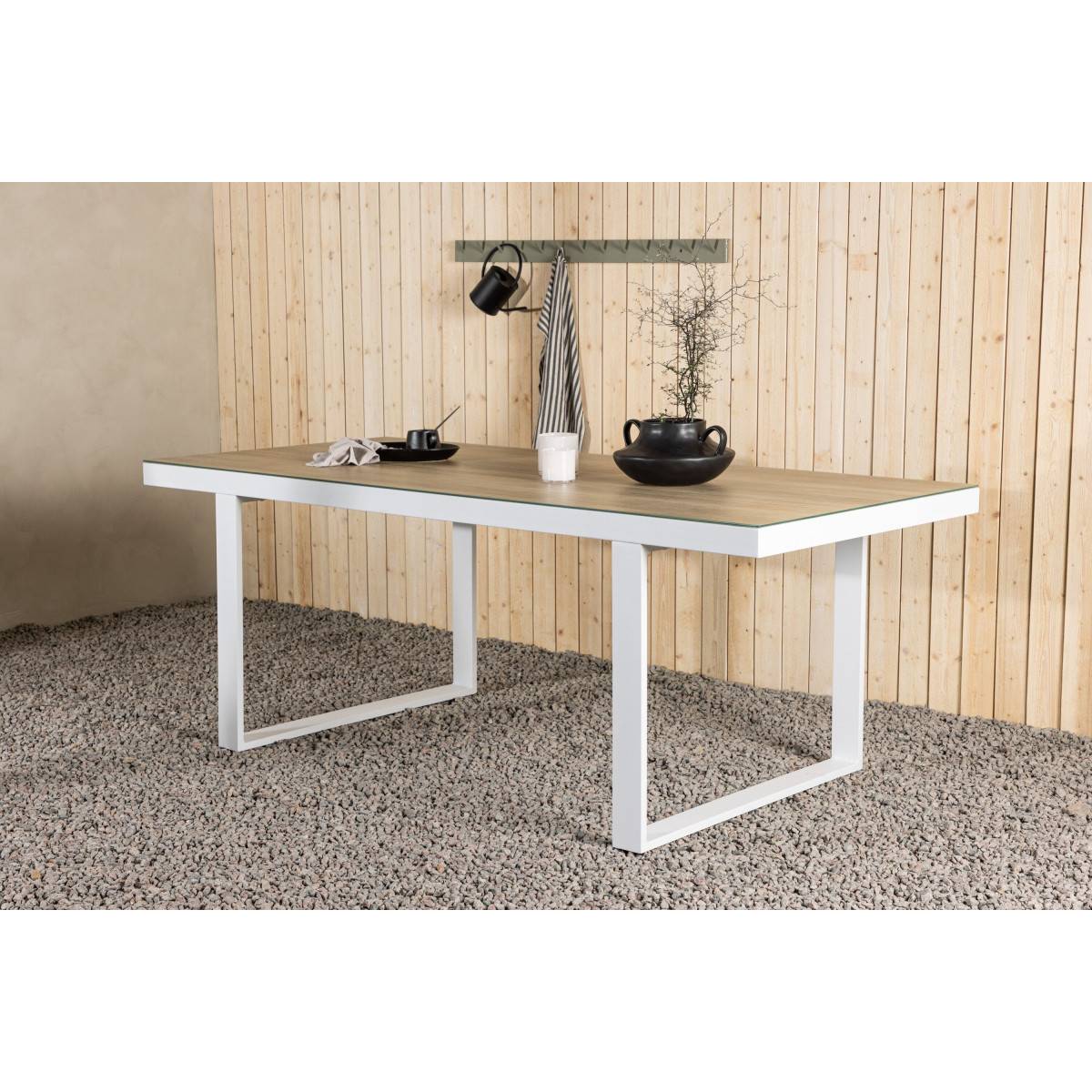 Paris Prix - Table de Jardin en Verre "Merlo" 200cm Naturel & Blanc - Image 7