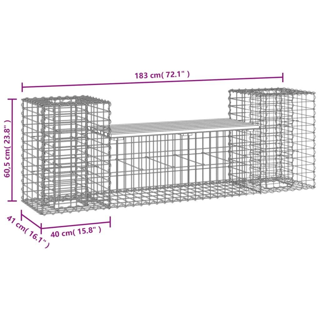 PANGIVO - Banc de jardin bois de pin et acier naturel 183 x 41 x 60.5 cm, Poids:22kg - PANGIVO - Image 8