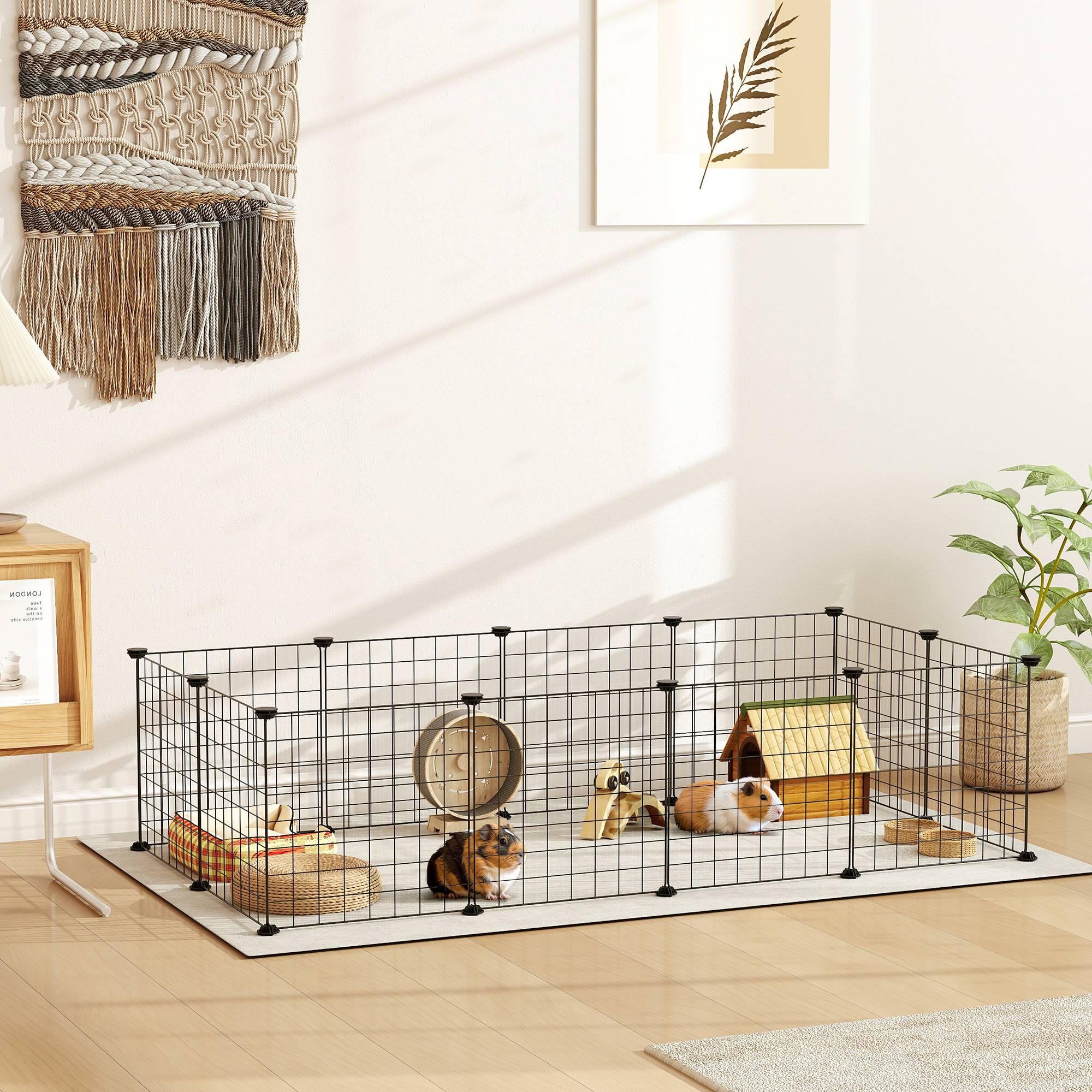 Enclos pour petits animaux métal noir 106 x 73 x 36 cm - PANGIVO - Image 4