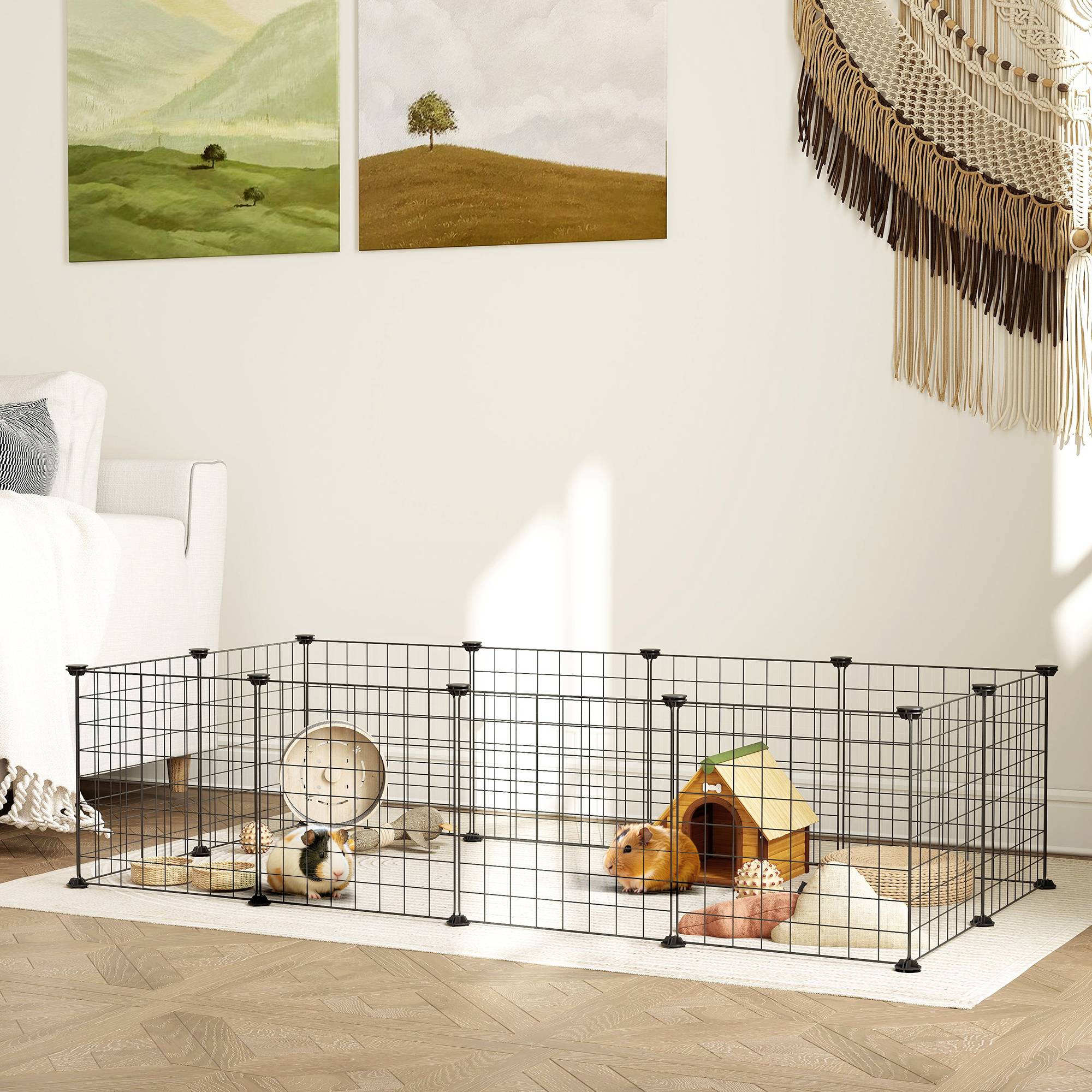 Enclos pour petits animaux métal noir 106 x 73 x 36 cm - PANGIVO - Image 3