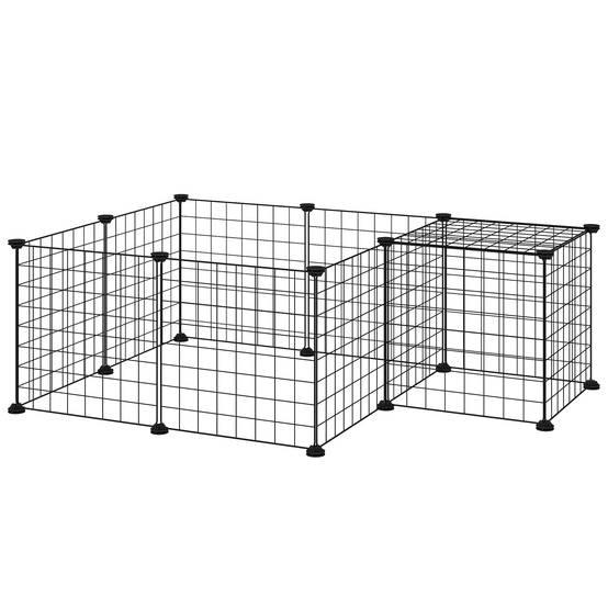 Enclos pour petits animaux métal noir 106 x 73 x 36 cm - PANGIVO - Image 2