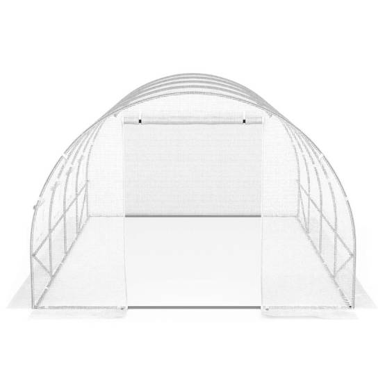 IDMARKET - Bâche de rechange pour serre de jardin tunnel 12m² 4 x 3 x 2 m anti-UV avec porte et fenêtres ZEBRA blanche - Image 5