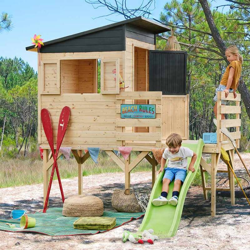 Soulet - Maisonnette en bois sur pilotis avec toboggan pour enfants - Portland - Imagen 2