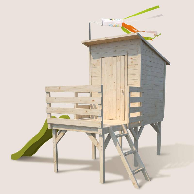 Soulet - Maisonnette en bois sur pilotis avec toboggan pour enfants - Portland - Imagen 5