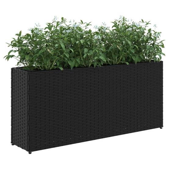 2 pcs Jardinière | Pot de fleurs | Cache-pot | Bac à fleurss avec 2 pots noir 90x20x40 cm résine tressée - Image 4