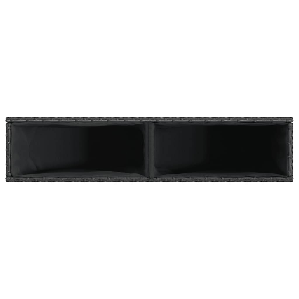 2 pcs Jardinière | Pot de fleurs | Cache-pot | Bac à fleurss avec 2 pots noir 90x20x40 cm résine tressée - Image 9