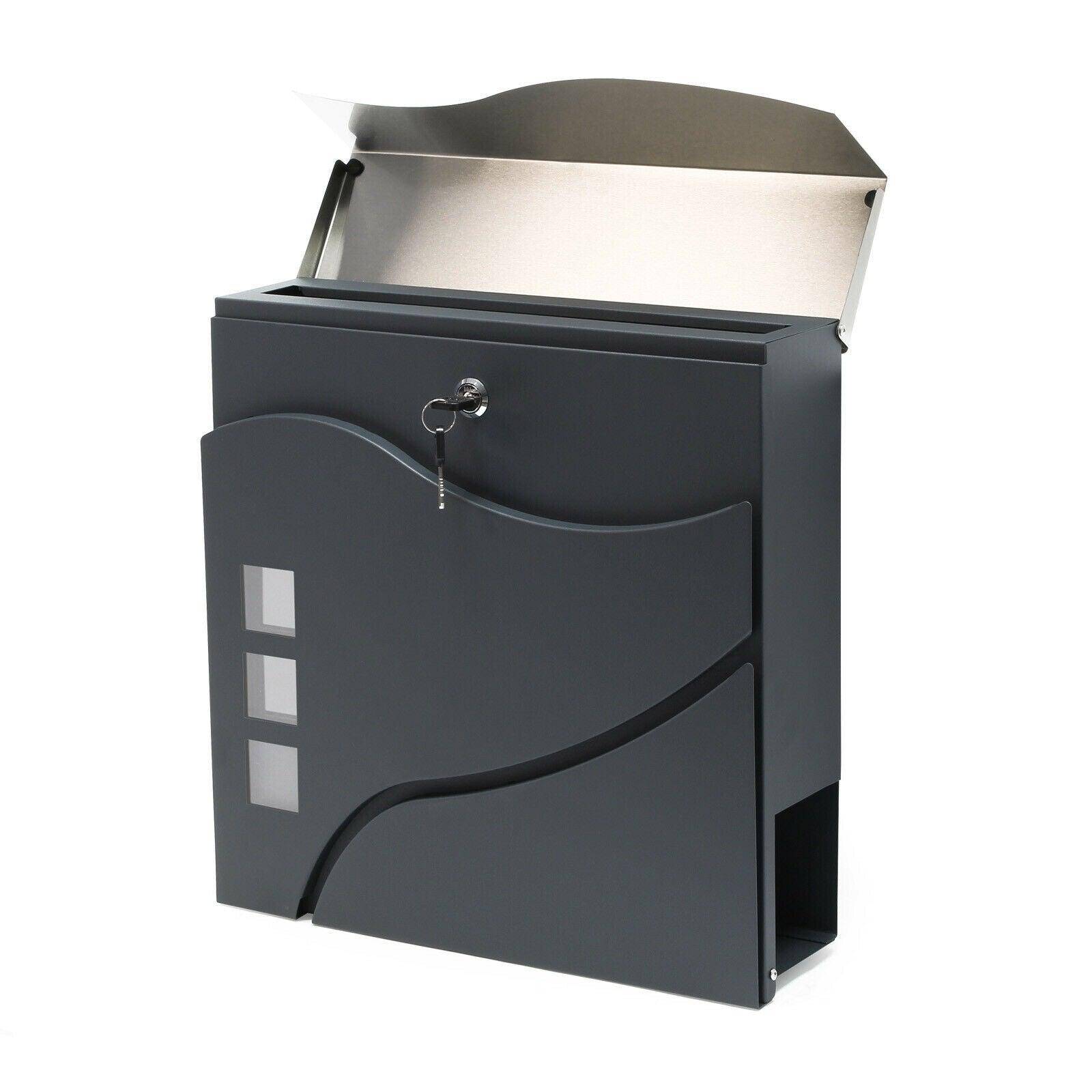 Helloshop26 - Boite aux lettres design porte journal acier inoxydable anthracite - Imagen 2