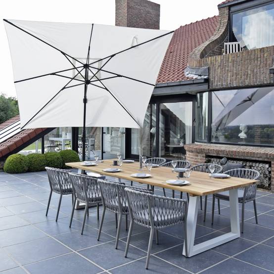 Gecko Jardin - Parasol déporté rotatif 360° inclinable aluminium noir toile écrue 3x3 m Poseidon - Gecko Jardin - Imagen 1