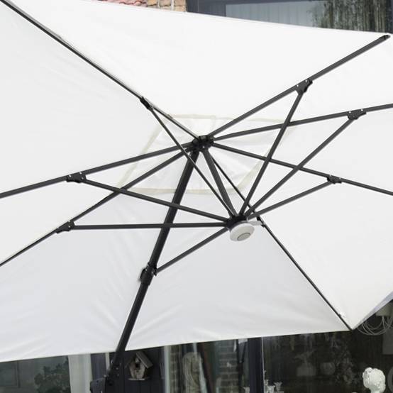 Gecko Jardin - Parasol déporté rotatif 360° inclinable aluminium noir toile écrue 3x3 m Poseidon - Gecko Jardin - Imagen 3