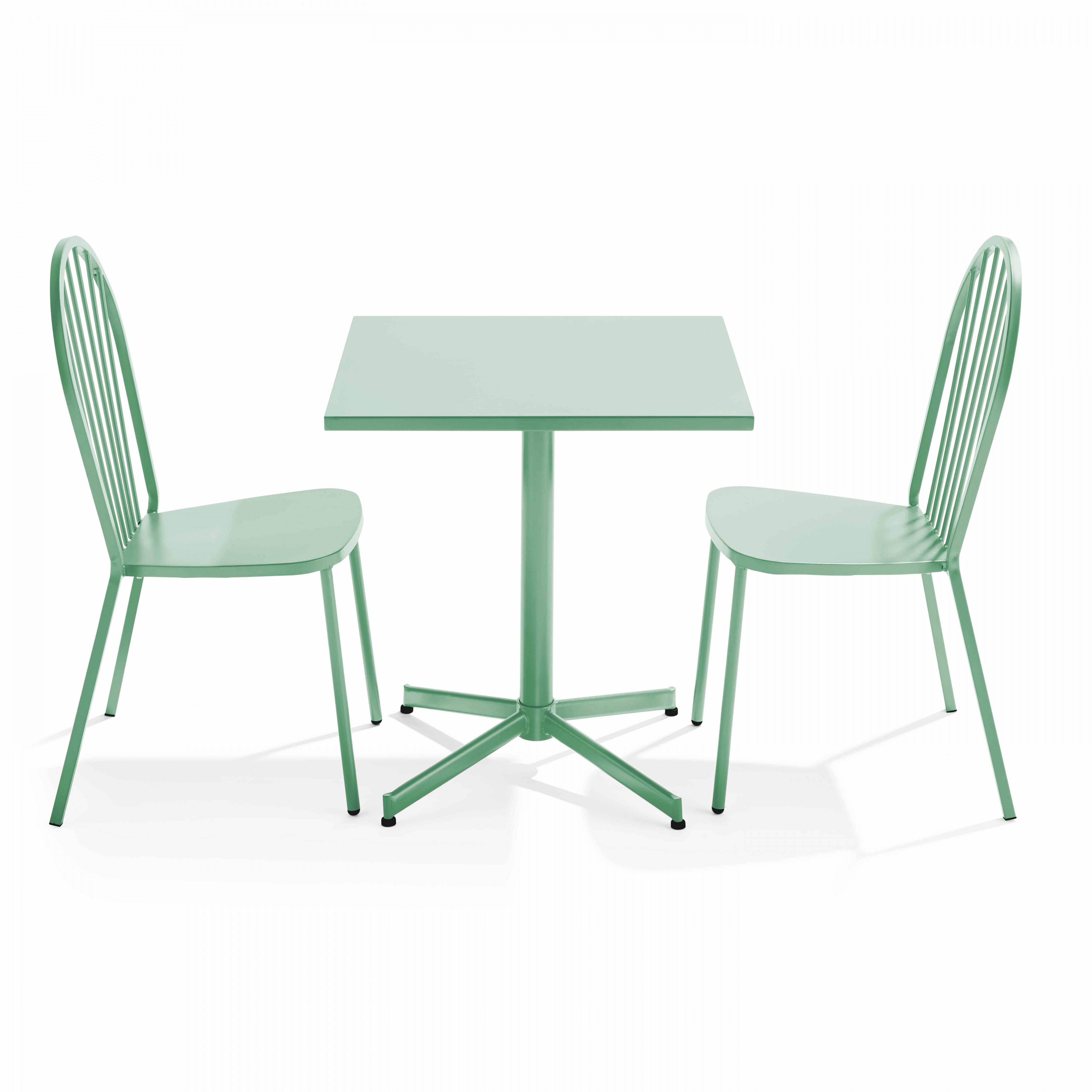 Oviala - Ensemble table de jardin inclinable et 2 chaises bistrot vert sauge Palavas - Oviala - Imagen 1