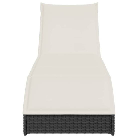 Chaise longue | Transat | Bain de soleil pliante coussin et rangement noir résine tressée - Image 5