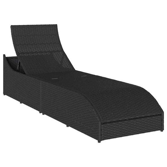 Chaise longue | Transat | Bain de soleil pliante coussin et rangement noir résine tressée - Image 10